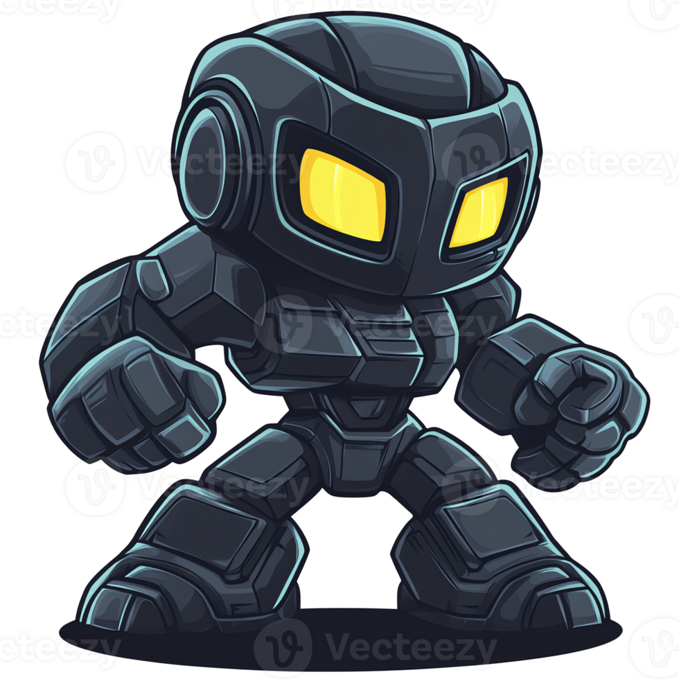 Cute cartoon robot illustration on transparent background for digital projects and designs png