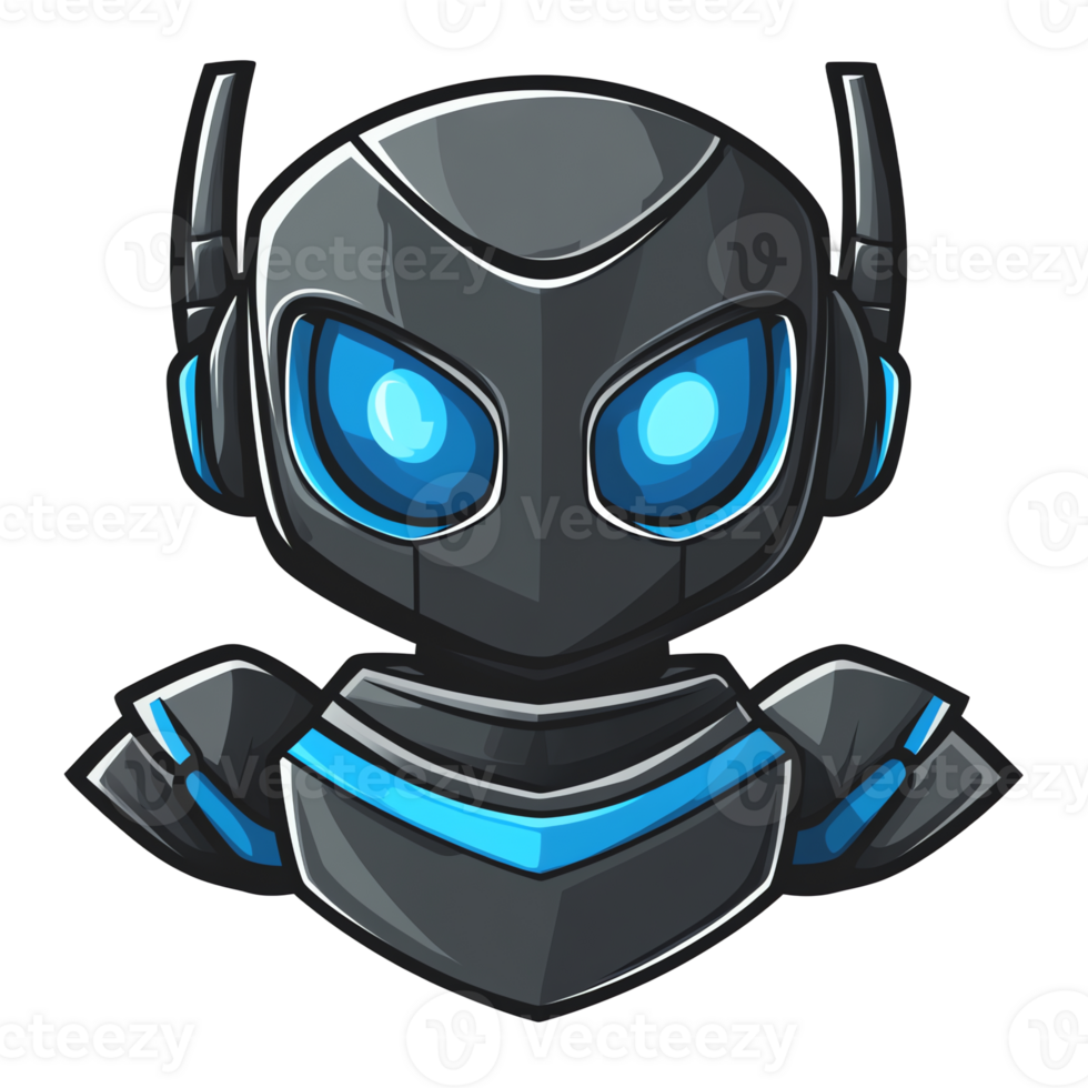Adorable futuristic robot illustration on transparent background perfect for tech logos and game assets png