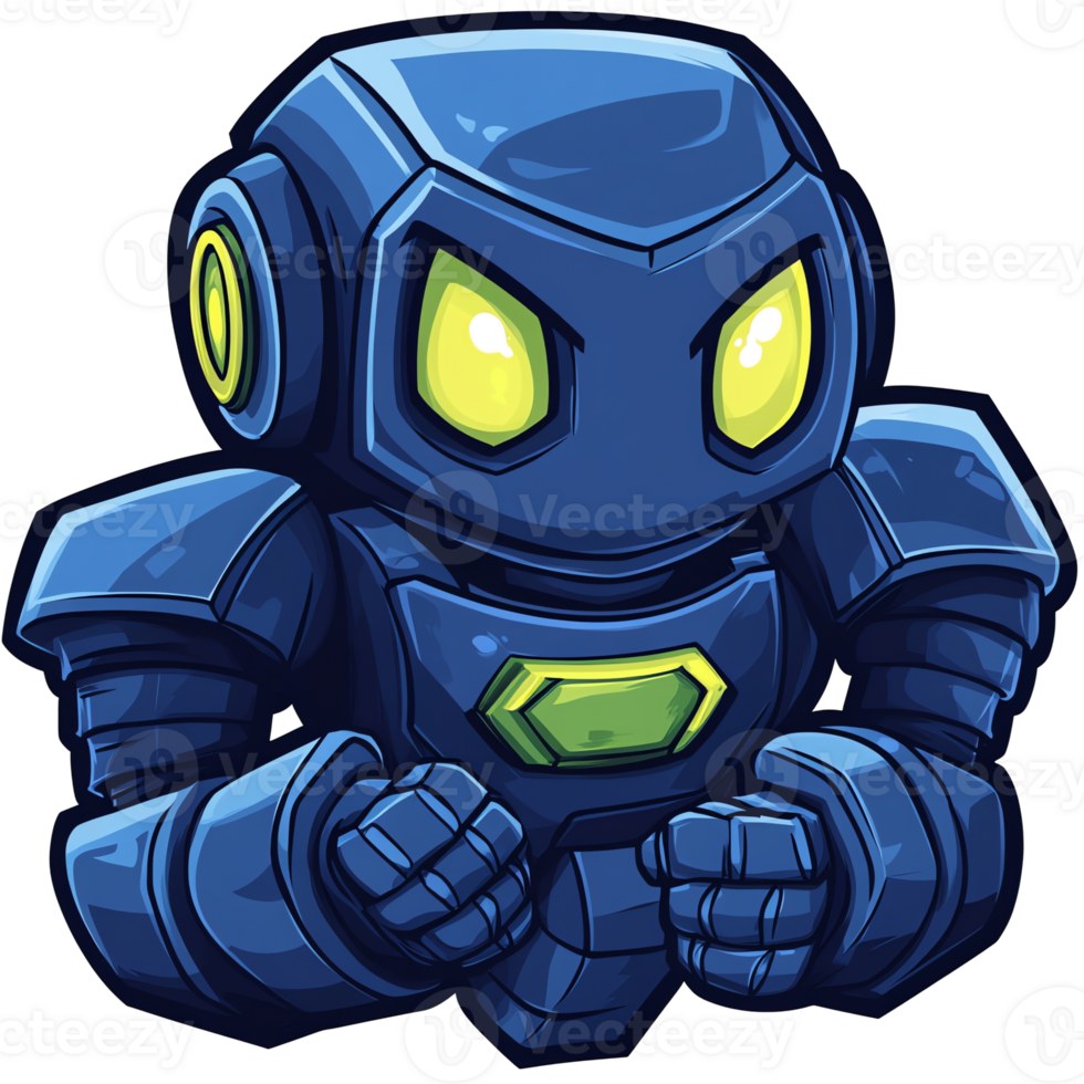 Meditating blue robot on transparent background a cartoon icon of calm and technological serenity png