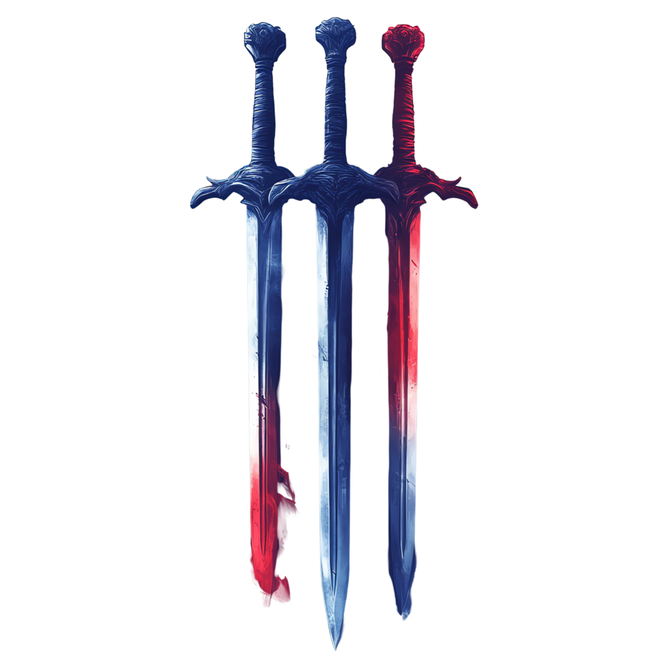 Three swords with red white and blue design on transparent background a powerful and patriotic image png