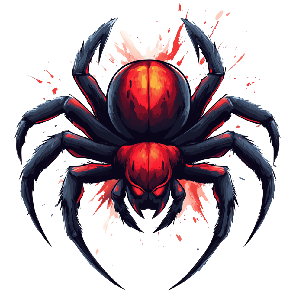 Terrifying red spider illustration on transparent background a spooky and creepy arachnid design png