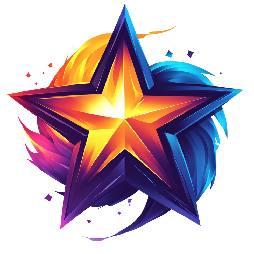 Fiery starburst a dynamic abstract star design on transparent background png