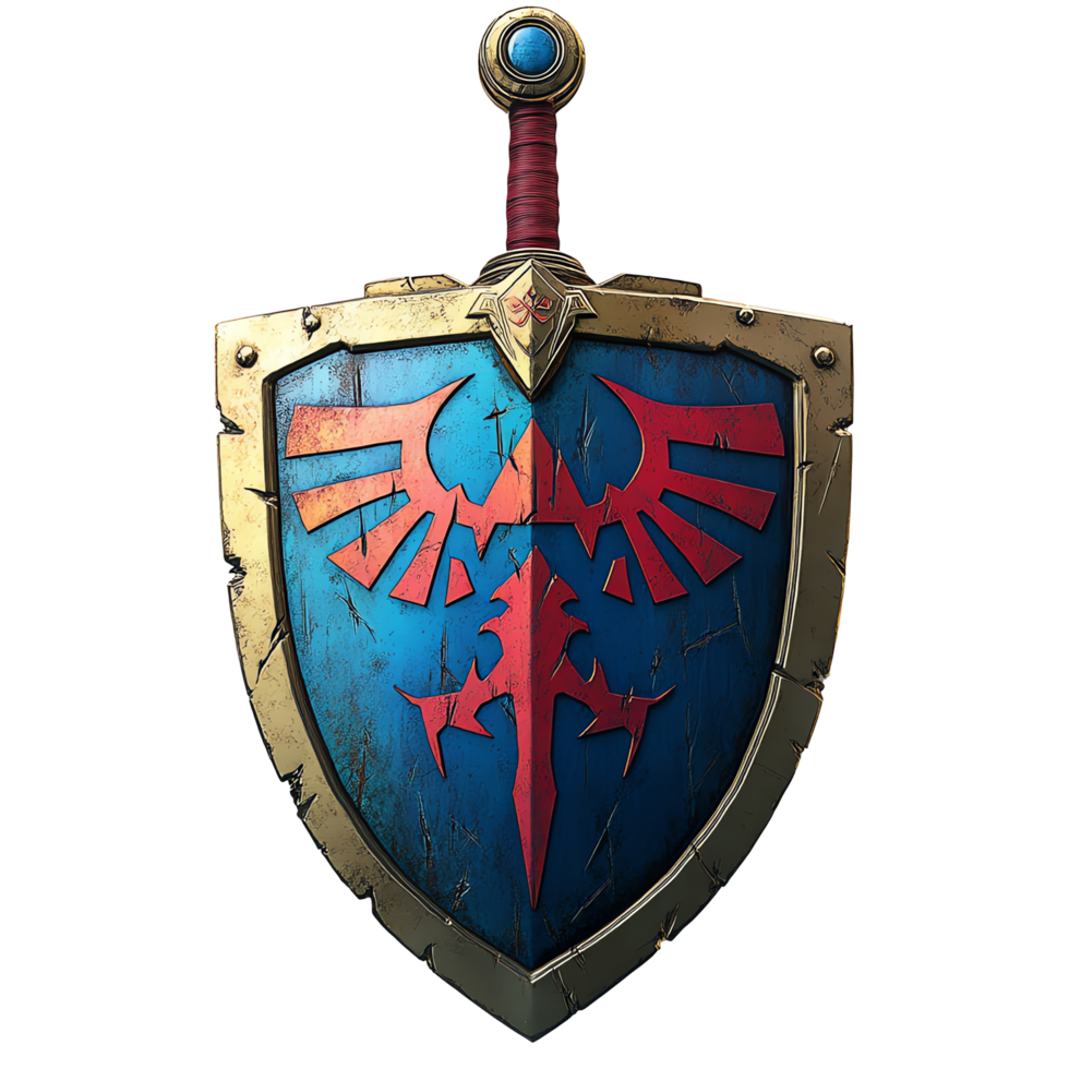 Hyrule shield with royal crest a symbol of courage and protection on transparent background png