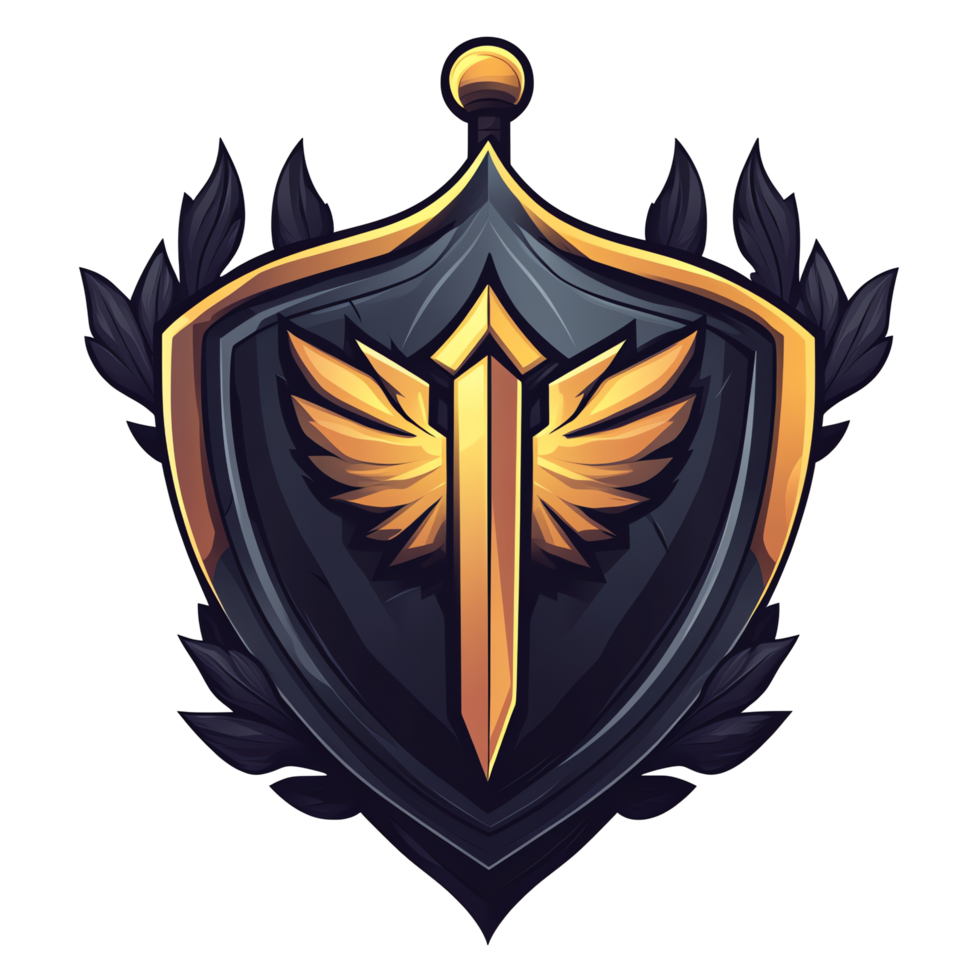 Majestic winged sword emblem logo on transparent background a symbol of power and victory png