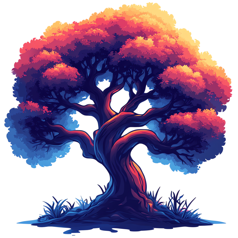 Luminous nightshade a digital painting of a mystical tree on transparent background png