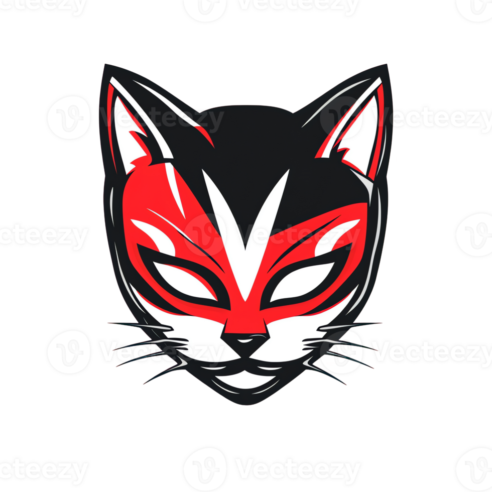 Masked cat logo on transparent background png