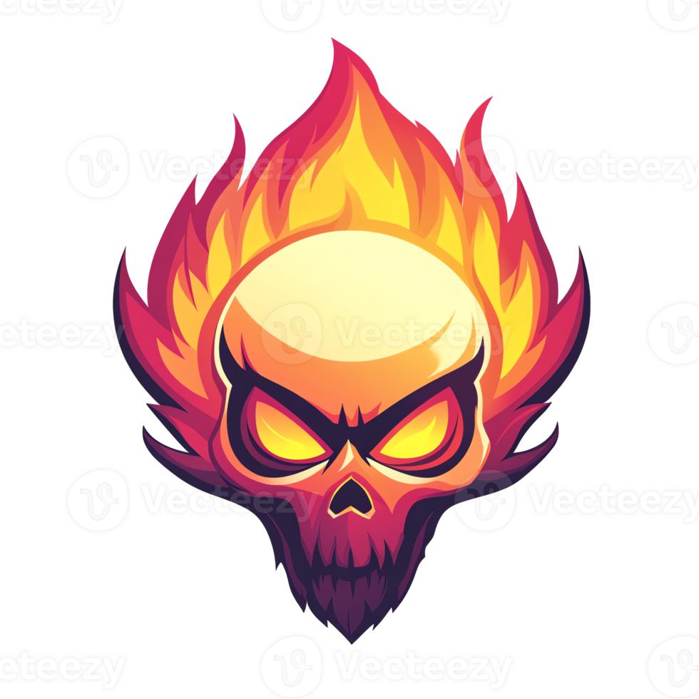 Flaming skull logo fiery skull design on transparent background for branding and merchandise png