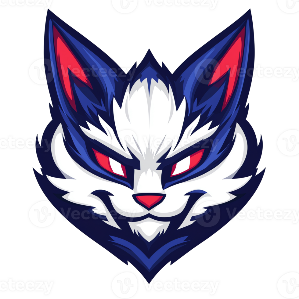 Fierce blue and white fox logo design on transparent background perfect for gaming and esports teams png