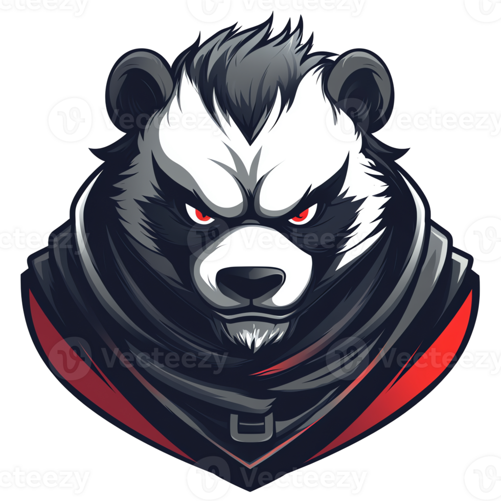 Fierce panda warrior logo a powerful mascot design on transparent background for gaming and esports png
