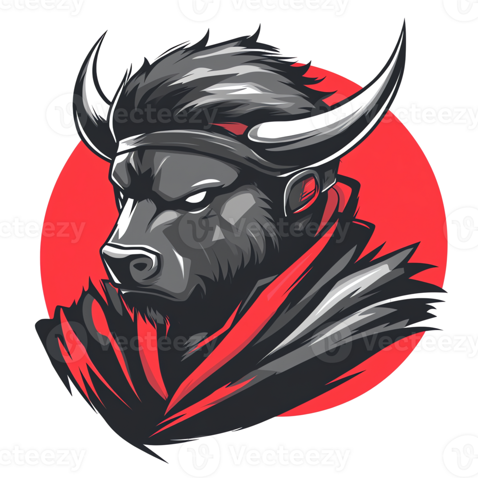 Fierce bull warrior logo a powerful gaming mascot design on transparent background png