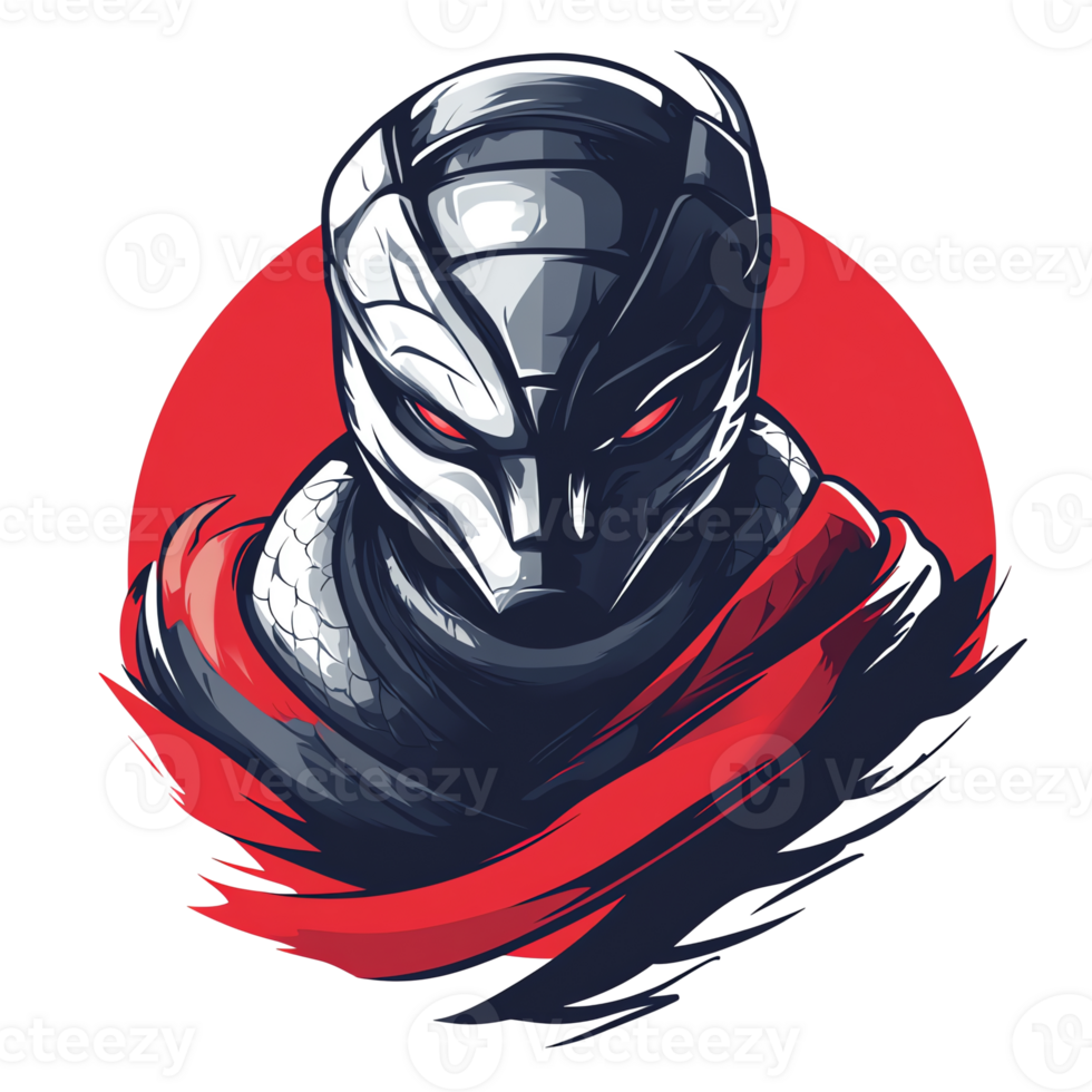 Mysterious ninja warrior logo for gaming and esports on transparent background png