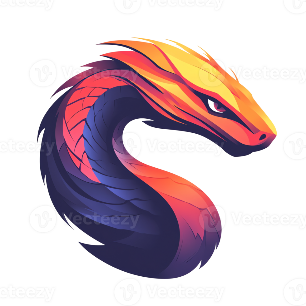 Majestic dragon head with fiery colors on transparent background a fantasy art illustration png