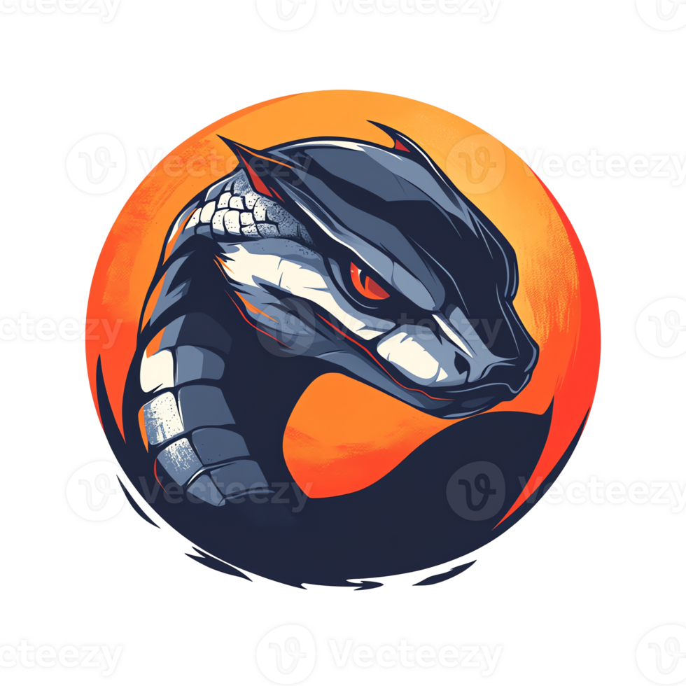 Metallic dragon logo on transparent background fierce and powerful emblem design png