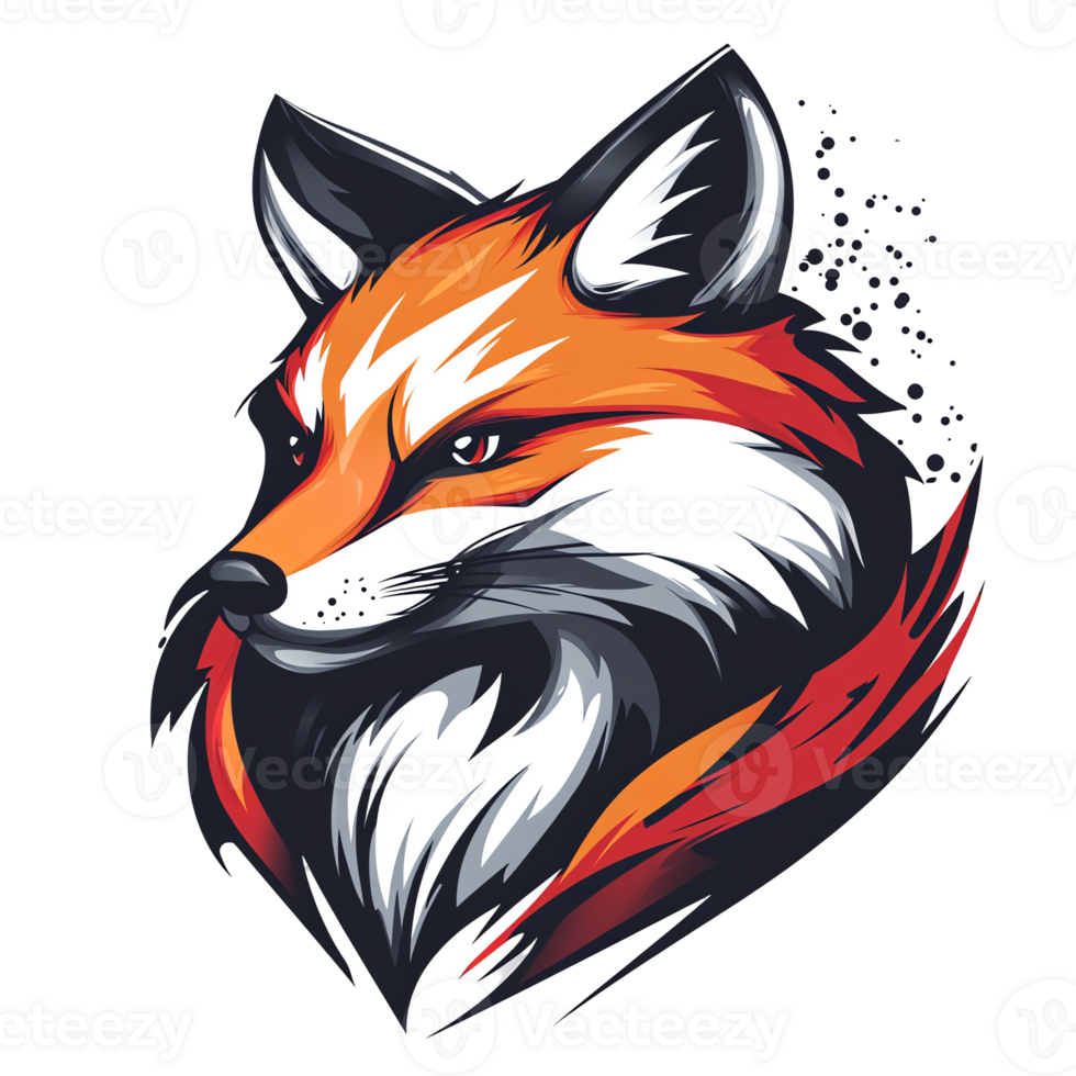 Majestic fiery fox portrait on transparent background a stunning wildlife illustration png