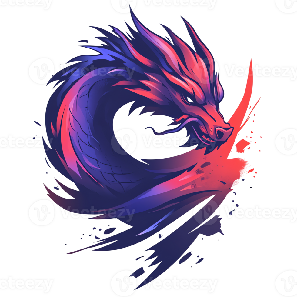 Abstract swirling dragon design on transparent background fierce vibrant and mythical creature illustration png