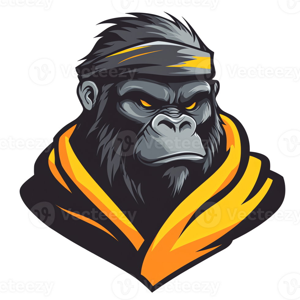Fearless gorilla ninja a powerful logo design on transparent background for brands and teams png