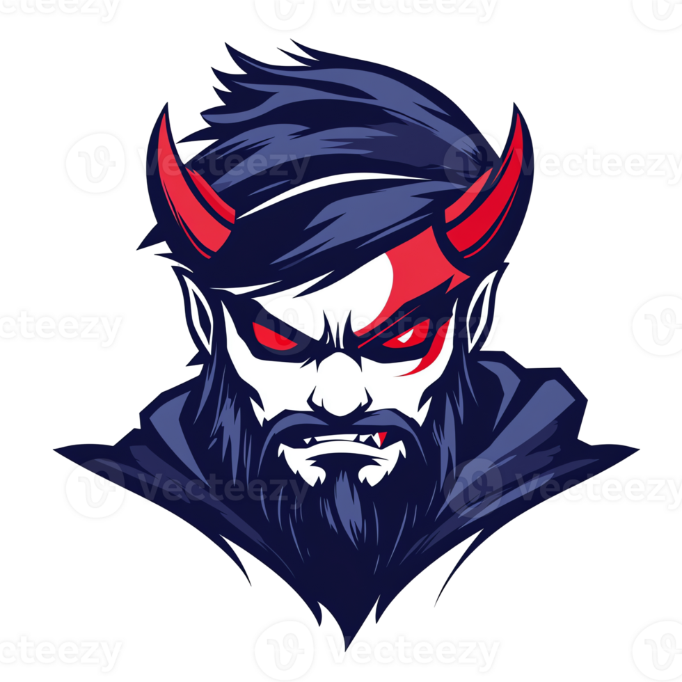 Fierce devil character gaming logo design on transparent background png