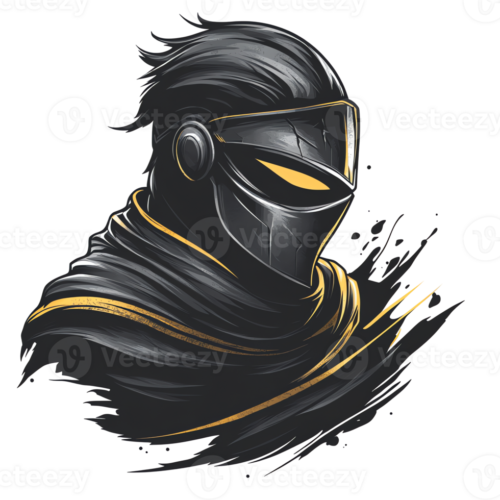 Mysterious ninja warrior on transparent background a striking digital illustration of a powerful and silent assassin png