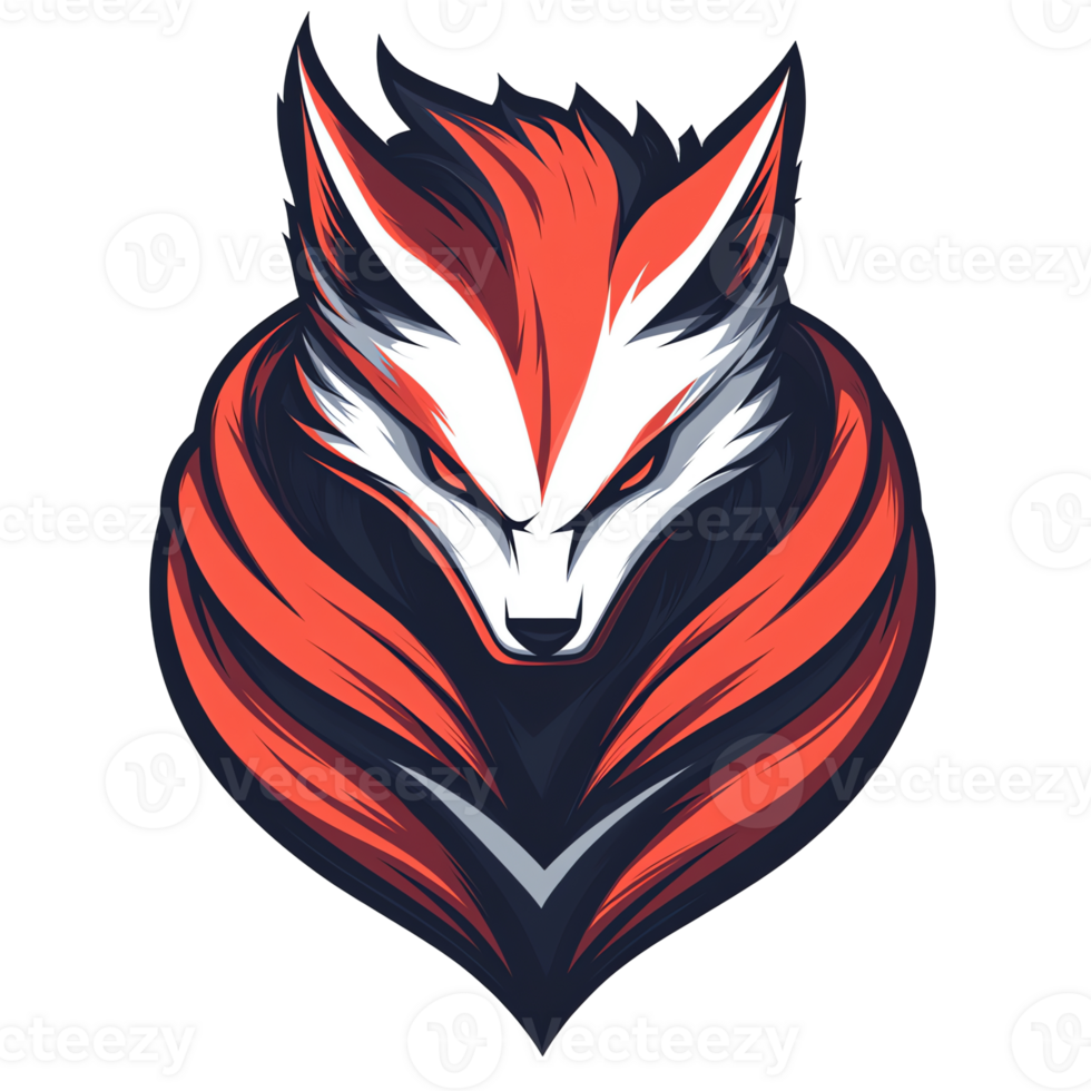 Fierce red and white fox logo design on transparent background for branding and identity png