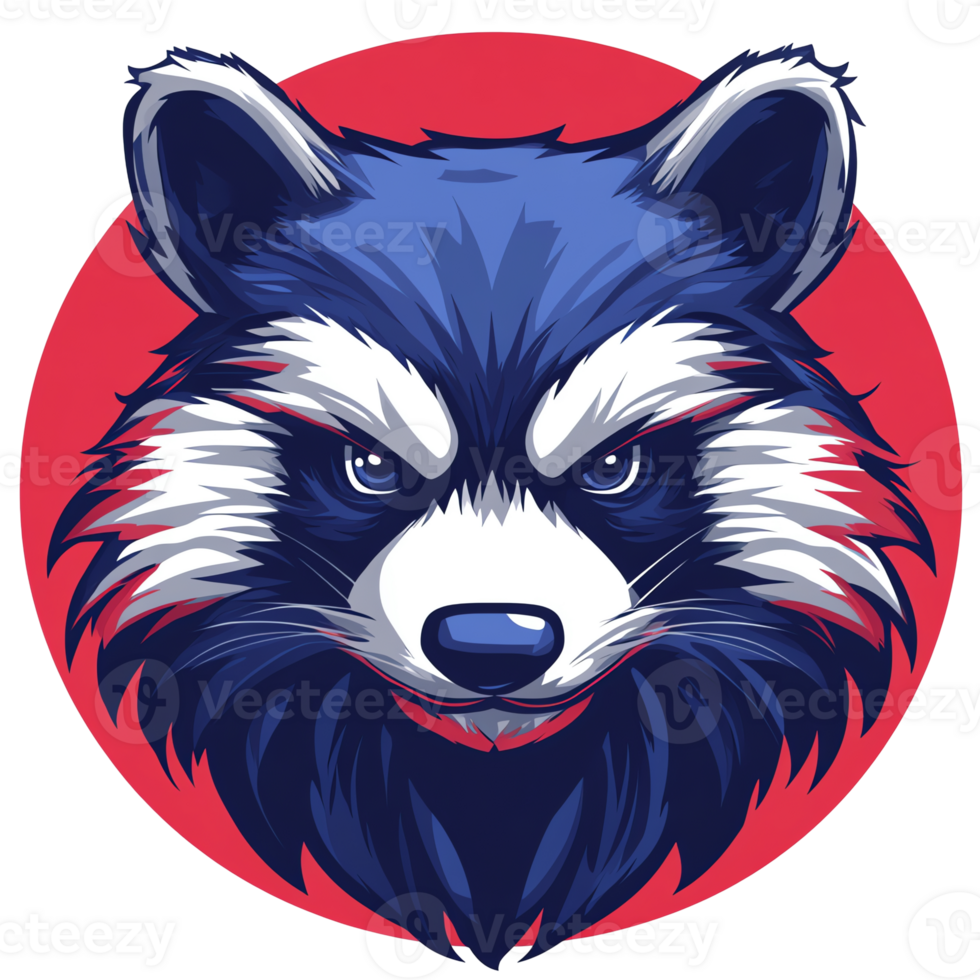 Angry raccoon head graphic design on transparent background png