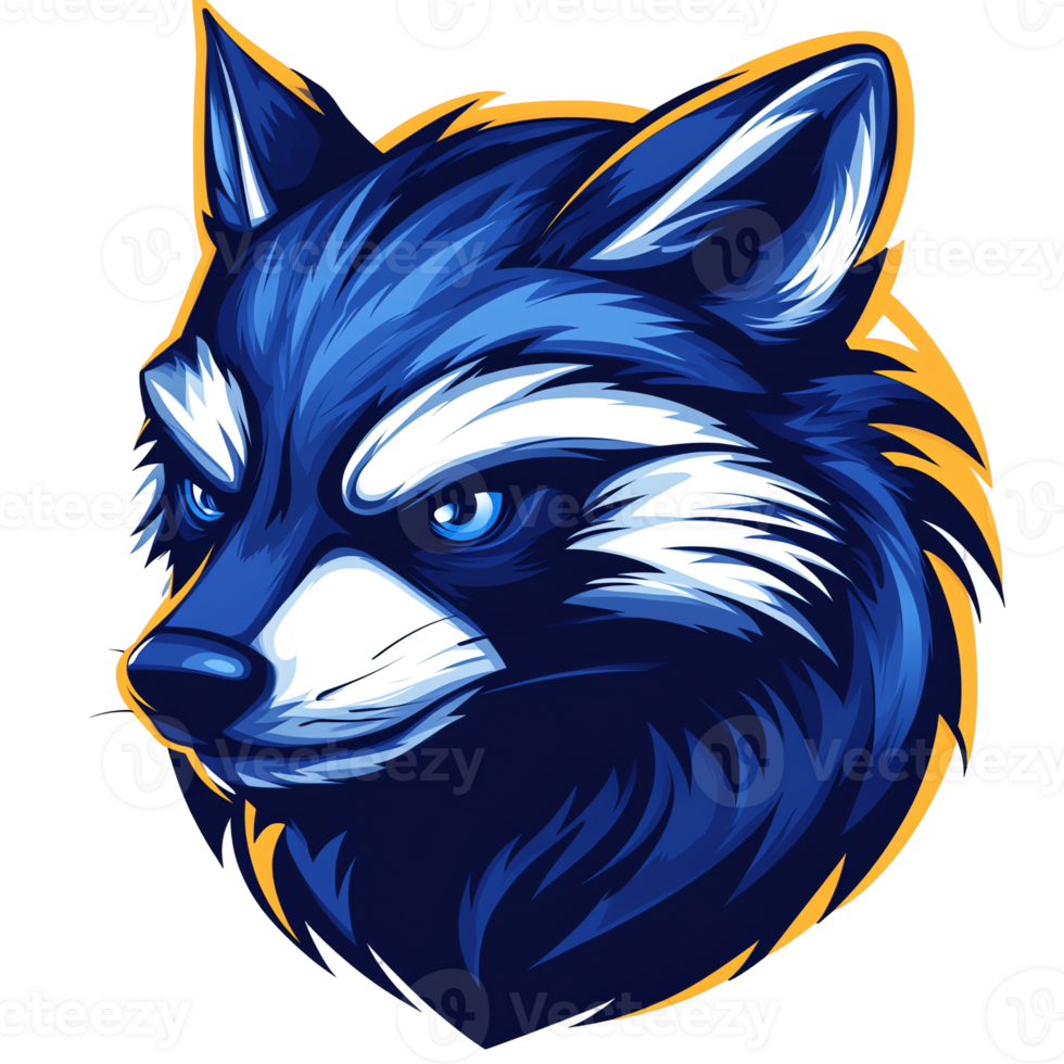 Cool blue raccoon mascot on transparent background for logos gaming and more png