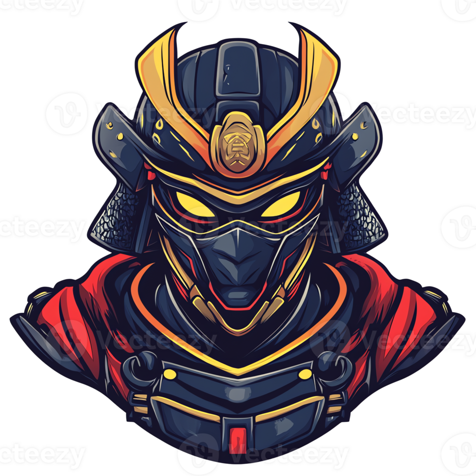 Futuristic samurai warrior a glowing cybernetic ronin on transparent background png
