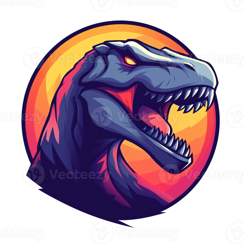 Cartoon tyrannosaurus rex head roaring on transparent background illustration png