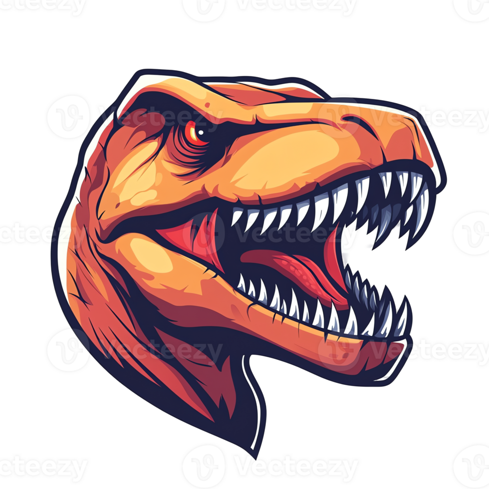 Fierce t rex head illustration on transparent background a powerful prehistoric predator png