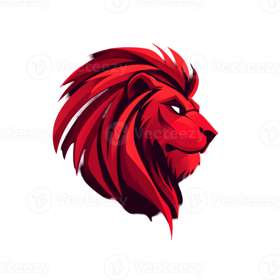Majestic red lion head profile on transparent background a powerful symbol of strength and leadership png