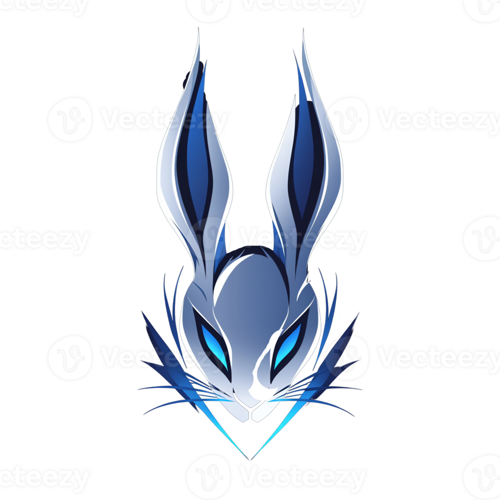 Sleek and stylized rabbit logo design for gaming and esports brands on transparent background png