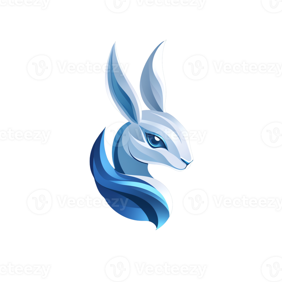 Majestic ice rabbit logo a mystical creature on transparent background png