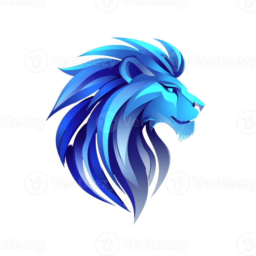 a blue lion head on a transparent background png