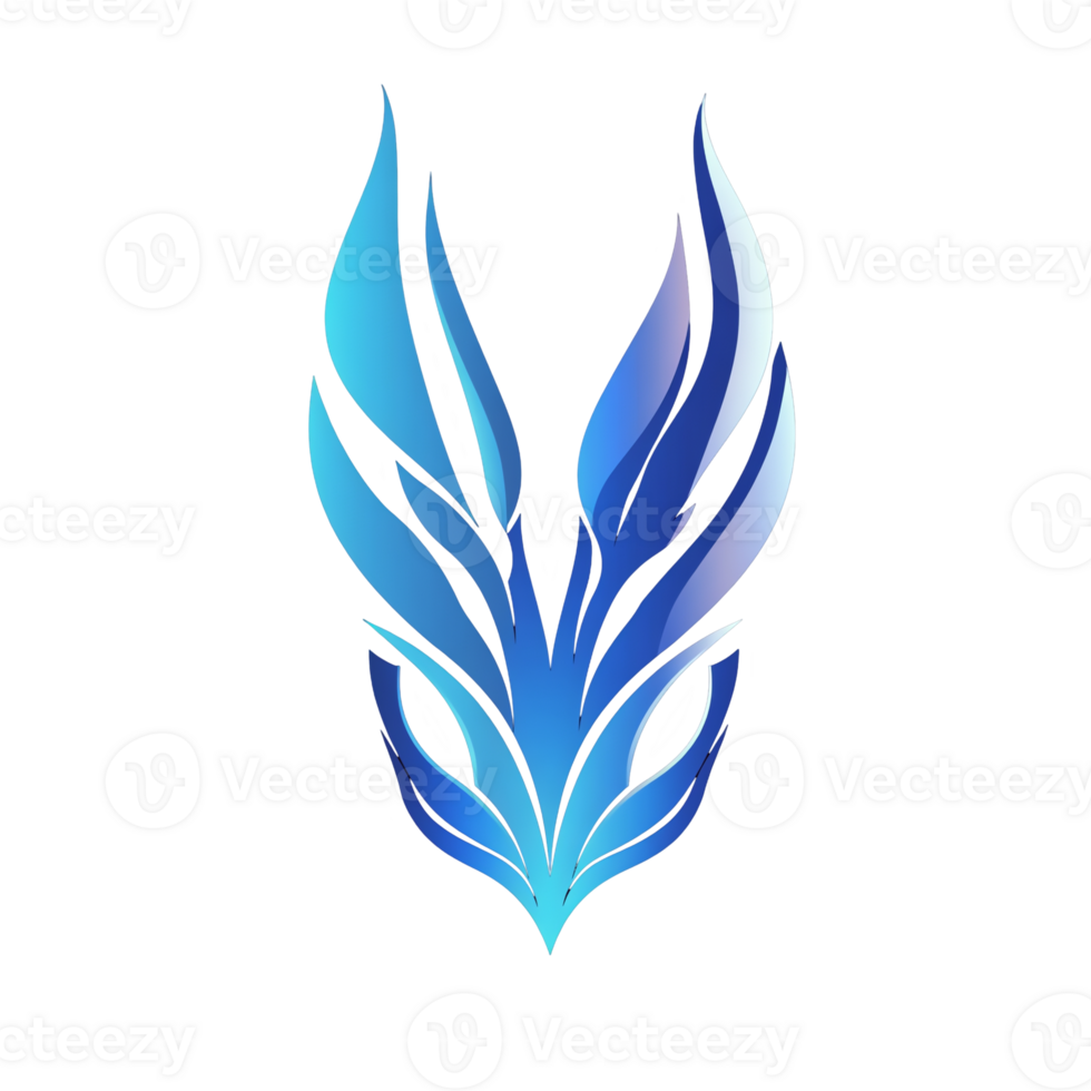 Abstract blue flame logo design on transparent background a vivid and dynamic symbol of energy and passion png