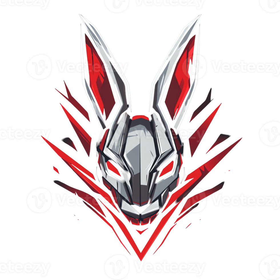 Futuristic robotic rabbit logo a striking esports mascot design on transparent background for gamers and teams png