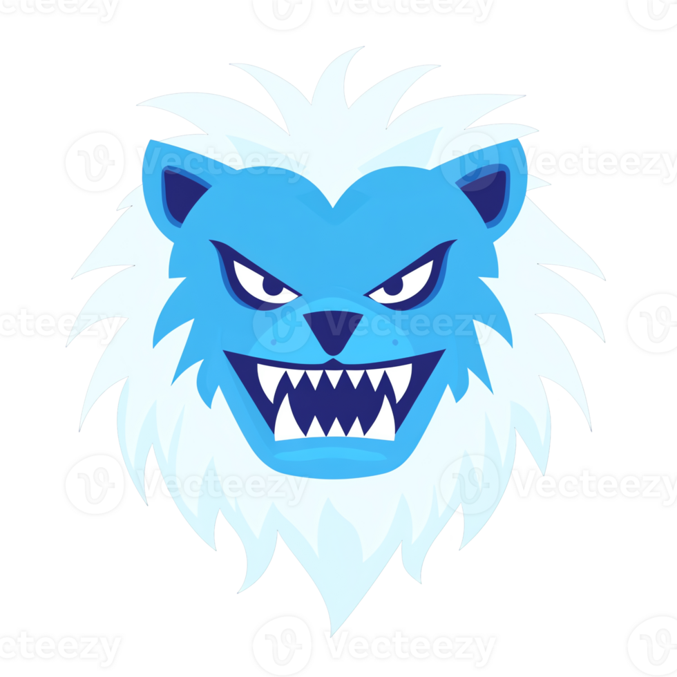 Fierce blue lion head logo design on transparent background for branding and mascots png