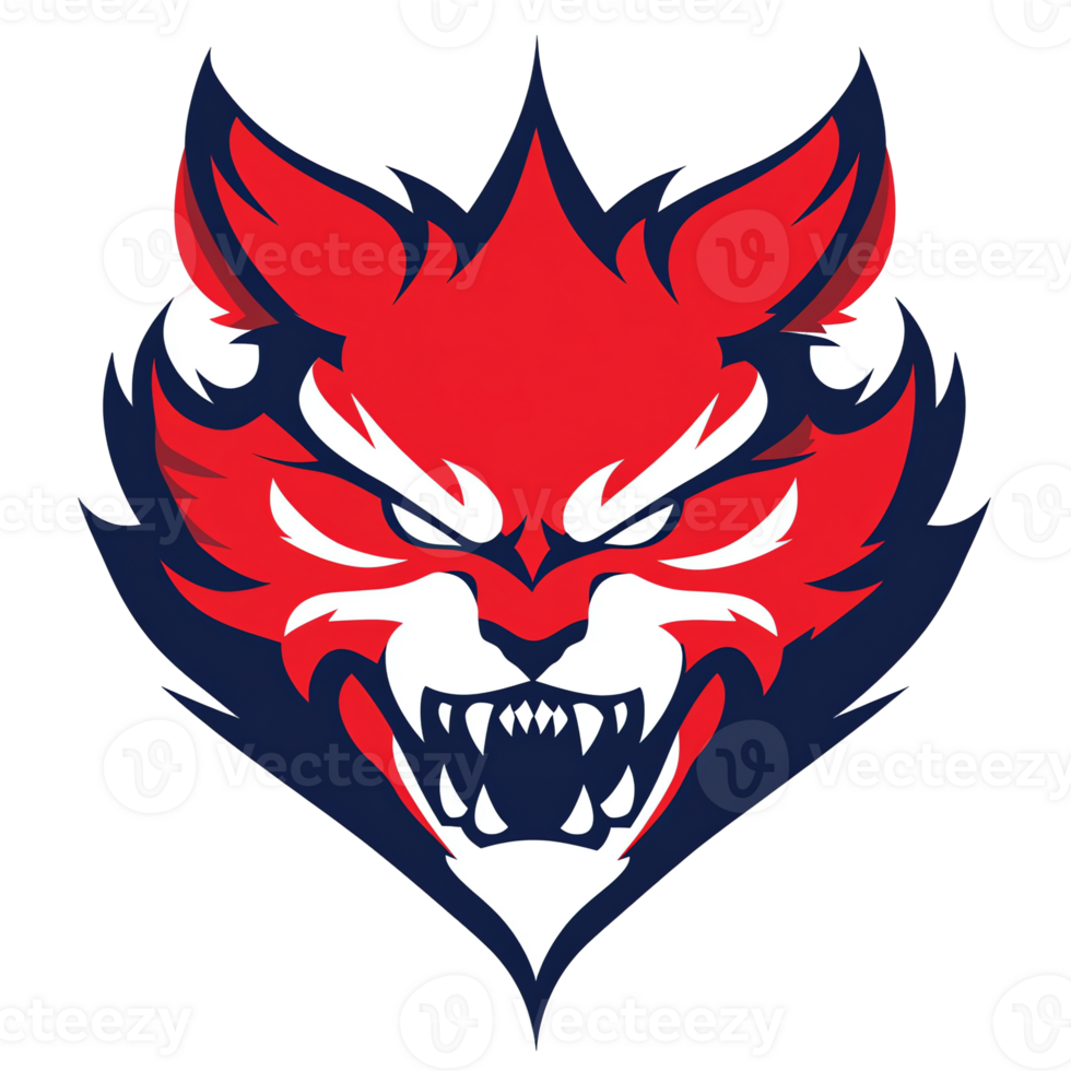 Fierce red wildcat logo design on transparent background for professional branding png