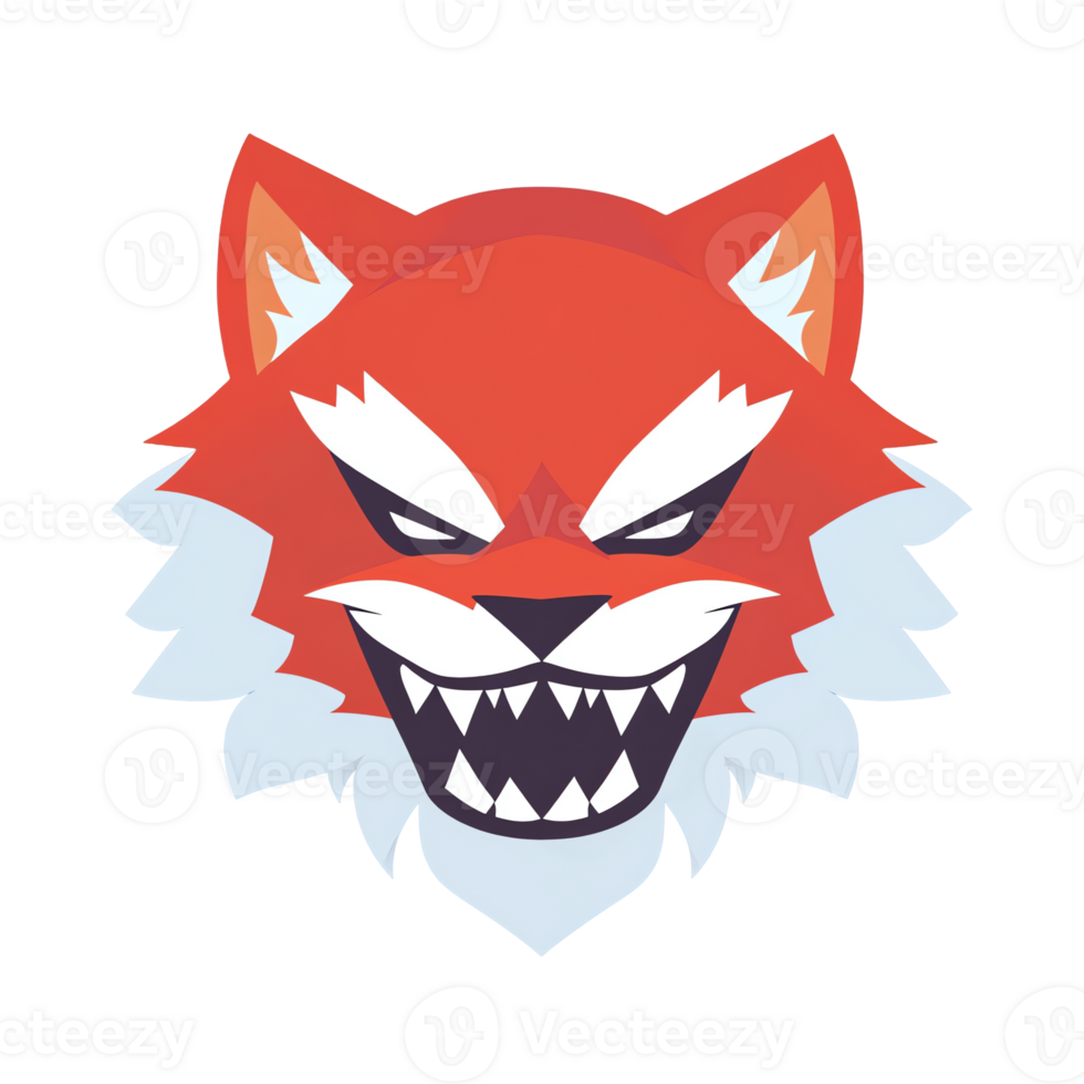 Fierce red fox head logo on transparent background a illustration png