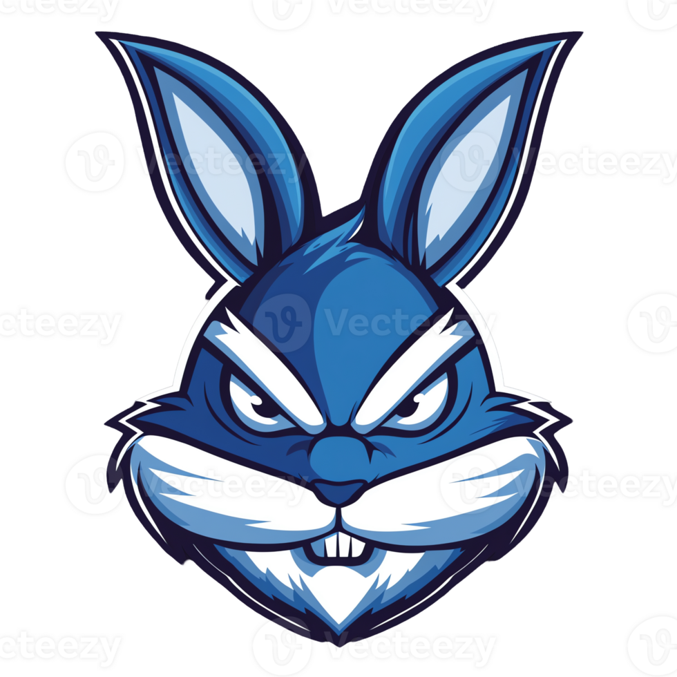 Cool blue bunny illustration on transparent background png