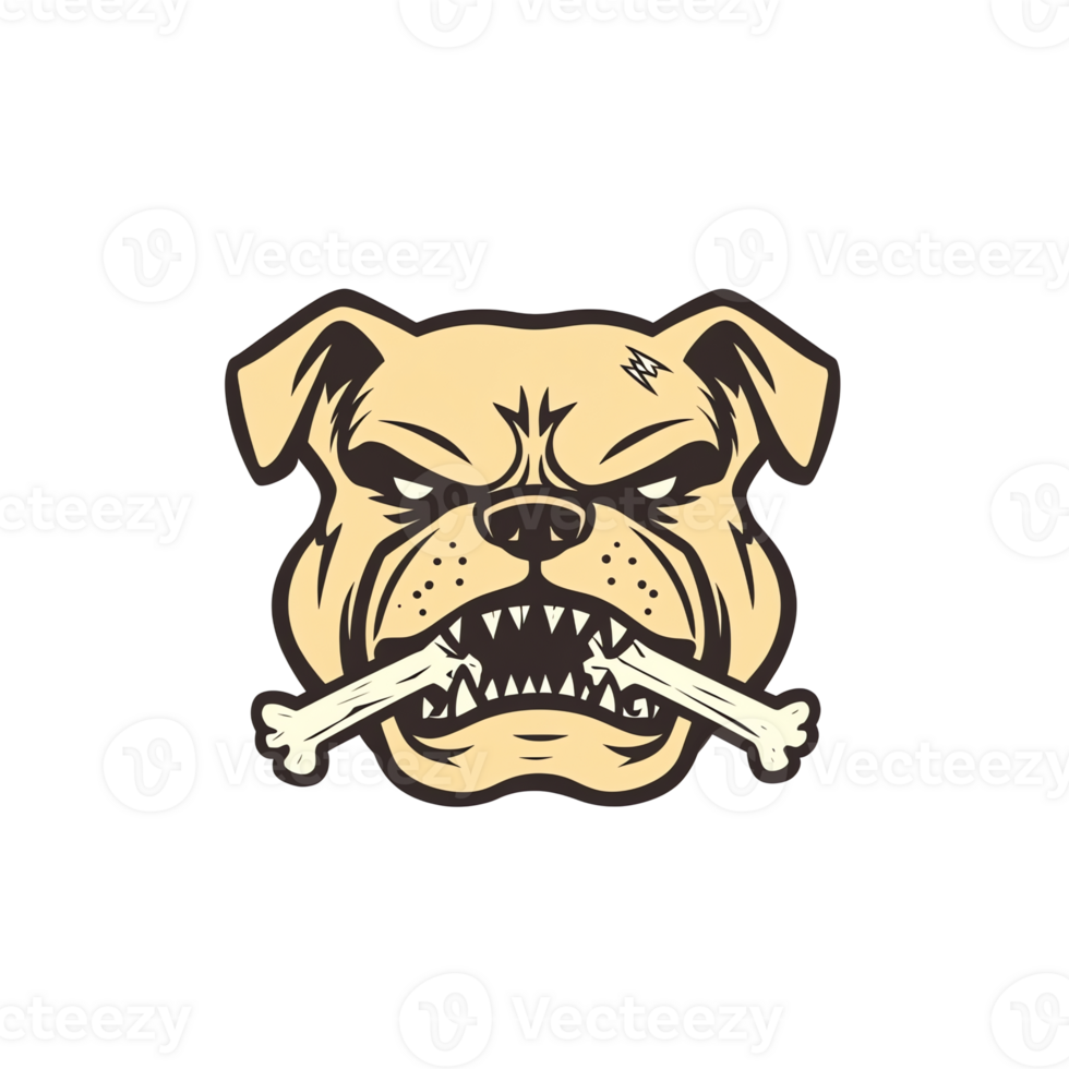 Aggressive Bulldog with Bone png