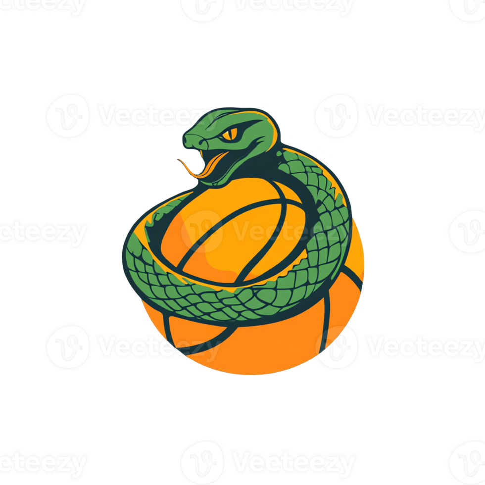 Venomous Hoops Snake and Basketball Design png