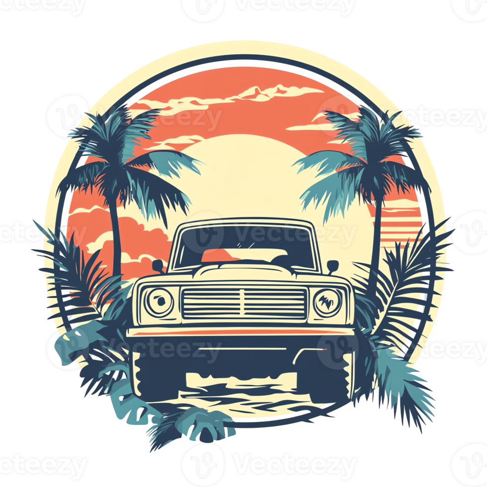 Tropical Sunset Truck t shirt design png