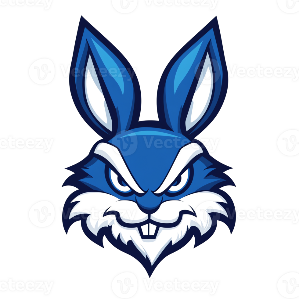 Fierce blue rabbit logo a striking mascot design for gaming or esports teams on transparent background png