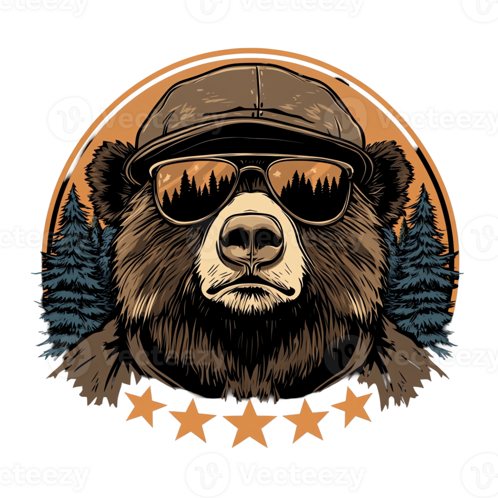 Cool Bear in Cap and Sunglasses png