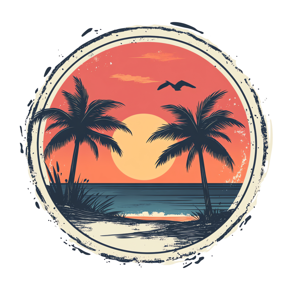 Tropical Sunset Beach Scene png