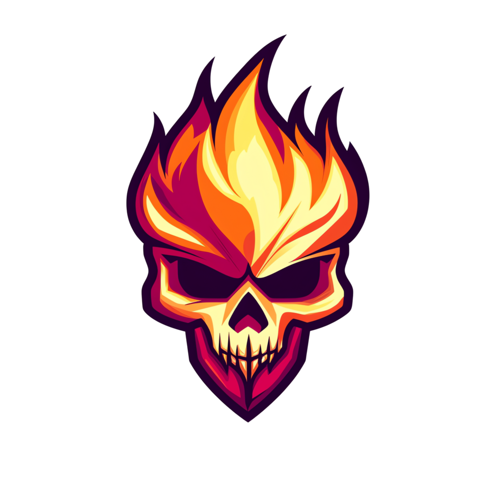 Fiery Skull Logo Flaming Skull Design png