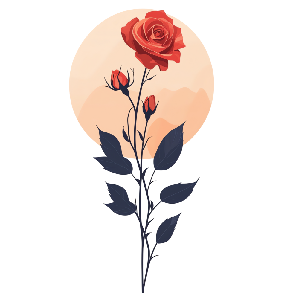 Rose Moon Floral Bloom Art png