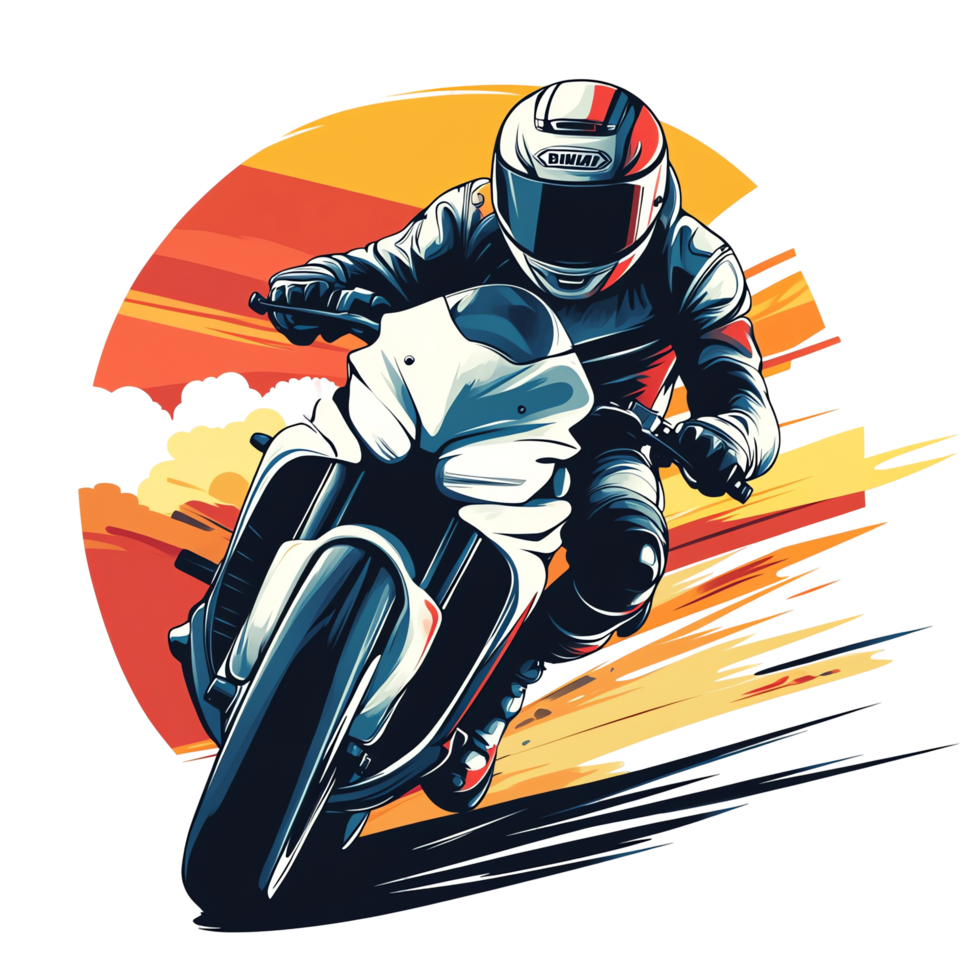 motorcycle rider on the road, illustration png