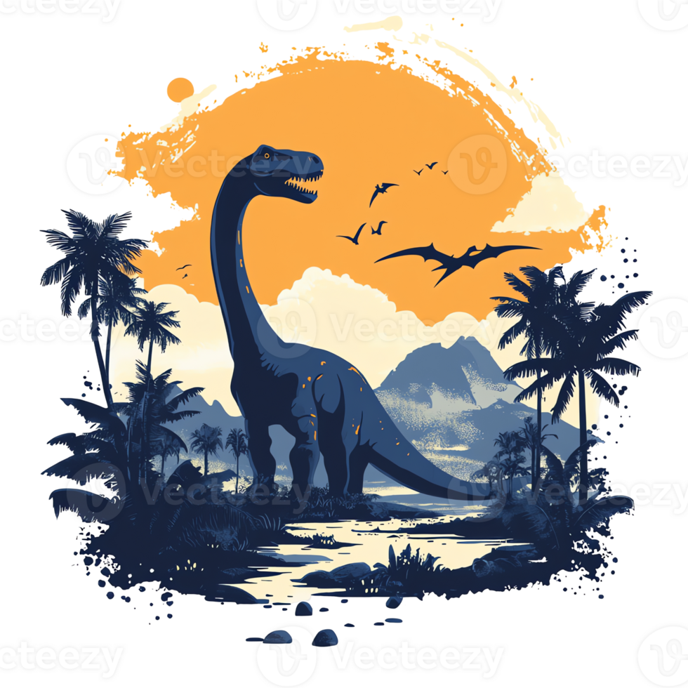 Dinosaur Sunset Prehistoric Paradise png