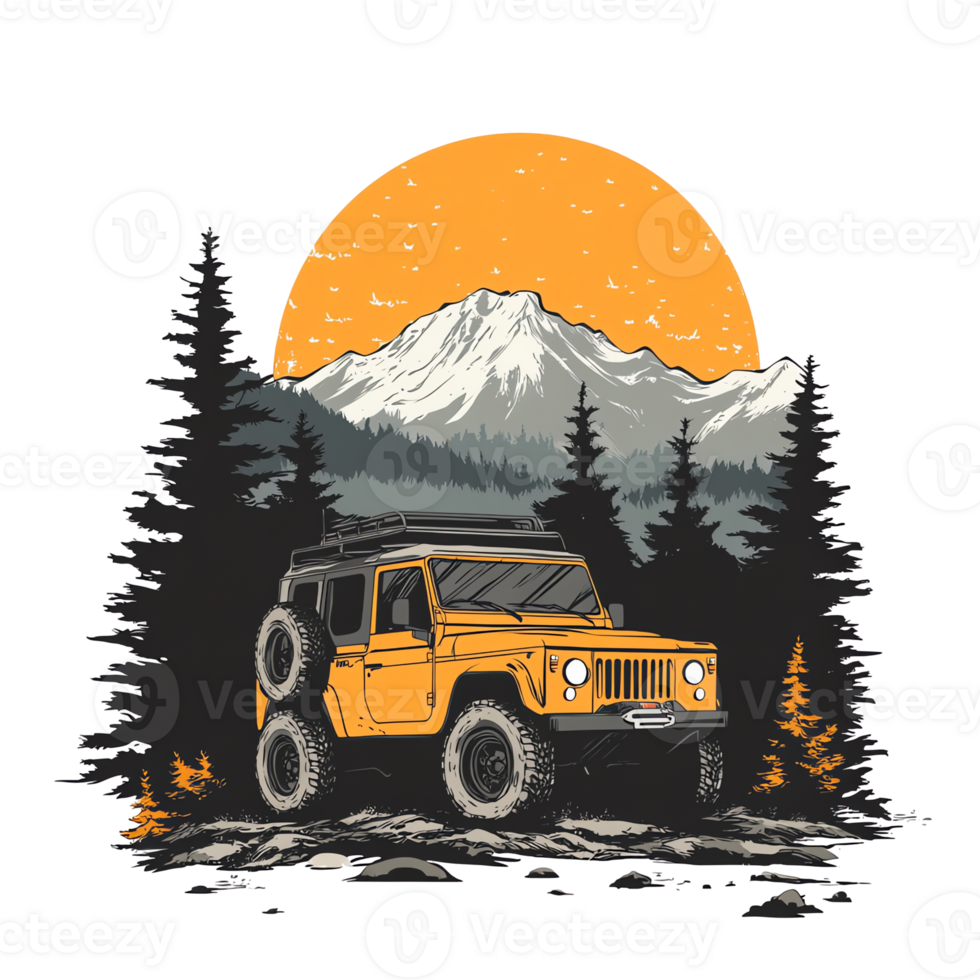 SUV Mountain Adventure at Sunset png