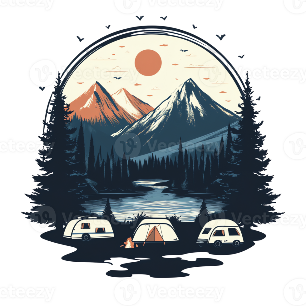 camping in the mountains, illustration png